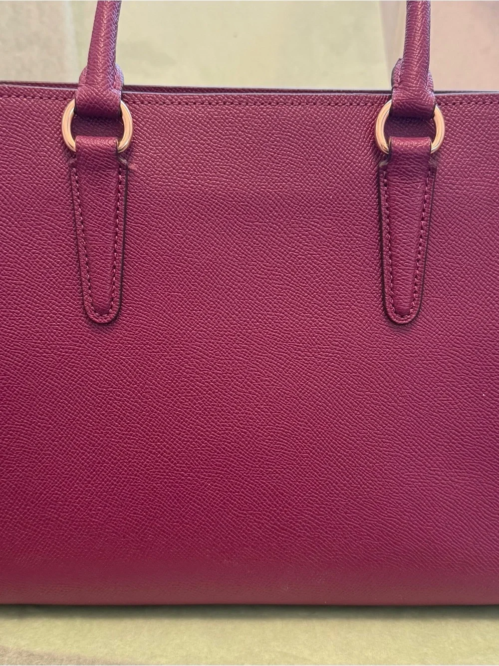 COACH Women’s Structured Saffiano Leather Satchel - Berry (missing long handle) - Picture 4 of 7